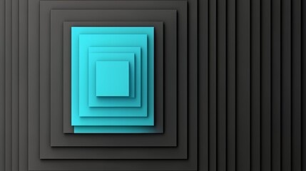 Poster - Blue square is in the middle of a black background. The blue square is surrounded by other squares, creating a pattern. The image has a modern and abstract feel to it