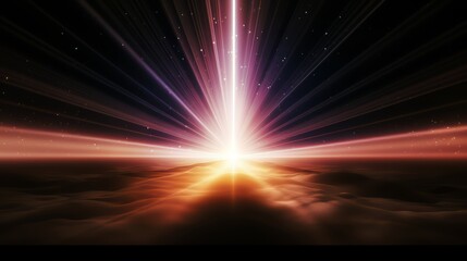 Wall Mural - bright light is shining on a dark background. the light is surrounded by a purple and blue glow
