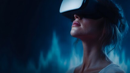 Poster - Woman visualizing investment data using virtual reality technology