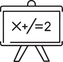 Poster - Chalkboard with Math Symbols Icons, Flat Black Vector Illustration, Classroom Education Concept, Arithmetic Learning Board
