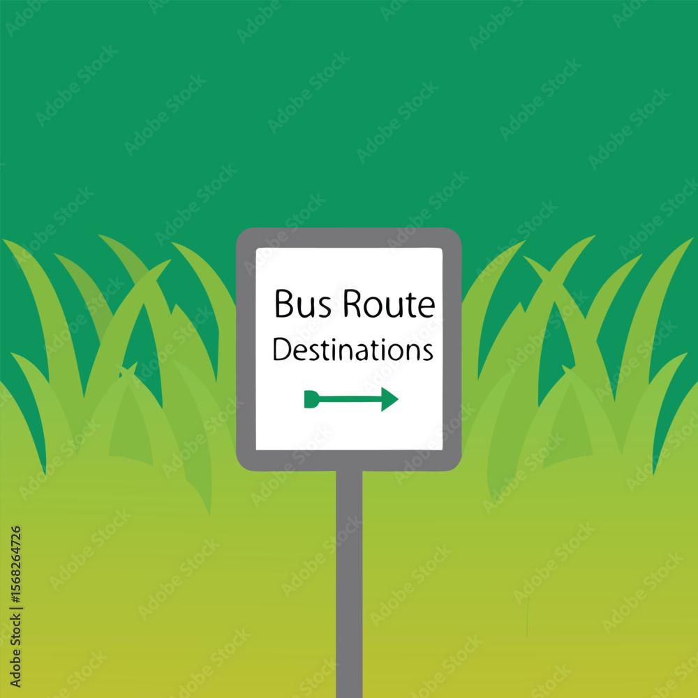 Program Bus Destination Sign Bus route sign with green grass background destinations Stock Vector ...