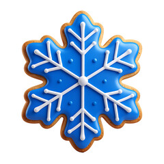 Poster - Navy Blue Snowflake Cookie with White Icing Decoration in 3D Rendering on Transparent Background