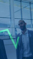 Poster - Animation of financial data processing over diverse business people
