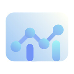 Poster - Vector art of a line graph showing an upward trend with data points and bars, isolated on a white background