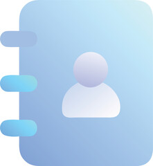 Poster - Vector art of a blue icon representing an address book or contact list with a user profile symbol, isolated on a white background