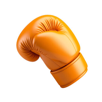 Orange Punching Glove Icon with Soft Rounded Curves Stylized Sport 3D Render on Transparent