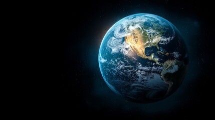 Wall Mural - close up of the earth with the continents and oceans visible. concept of awe and wonder at the vastn