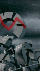 Poster - Red graphs moving against businesswoman holding an umbrella