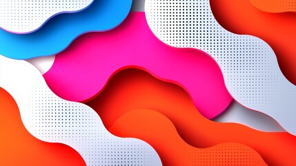 Poster - Colorful abstract background with a red and white line. The background is made up of different colors and shapes