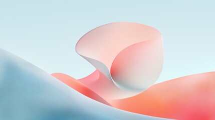 Poster - Colorful abstract painting of a mountain with a pink and blue swirl. The painting has a dreamy, ethereal quality to it, with the colors blending together in a way that creates a sense of movement