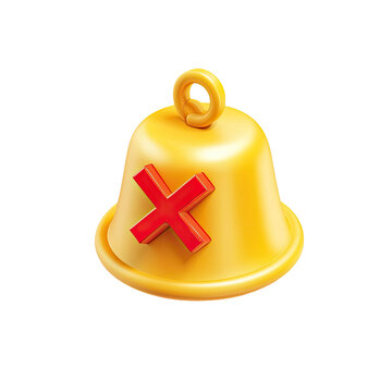 3D rendered yellow bell with a red X (1)