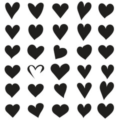 Poster - Array of twentyfive black heart icons in five rows
