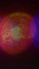 Poster - Animation of yellow planet over black space with lights