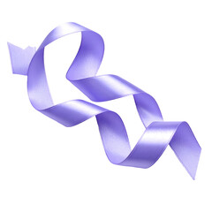 Poster - Pale Lavender Ribbon Curl Glossy 3D Rendered Decorative Piece on Transparent Background