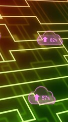 Poster - Animation of clouds icons and shapes over black background