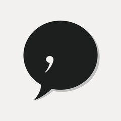 Aufkleber - A stark black speech bubble with a white apostrophe inside symbolizing communication dialogue and the power of a single word