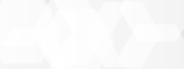 Wall Mural - abstract seamless background with overlapping translucent white hexagons on a light gray to white gr