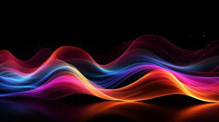 Poster - Colorful wave of light that is purple, orange, and blue. The colors are vibrant and the wave is long