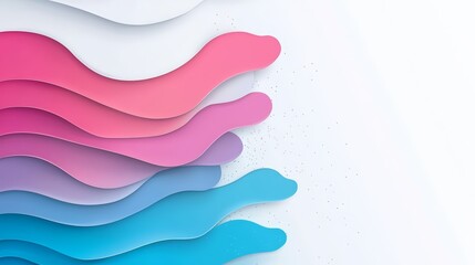 Poster - Colorful wave of paper with a white background. The colors are blue, pink, and purple