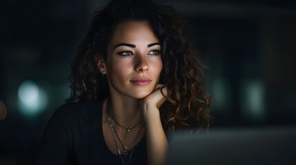 Poster - Young woman studying investment strategies on laptop