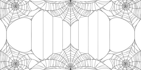 Wall Mural - Halloween Cobweb frame border, spider web Vector Isolated on Transparent Background. Vector eps