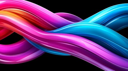 Poster - Colorful, curvy line of paint is shown on a black background. The colors are bright and vibrant, creating a sense of energy and movement. The line appears to be flowing and twisting