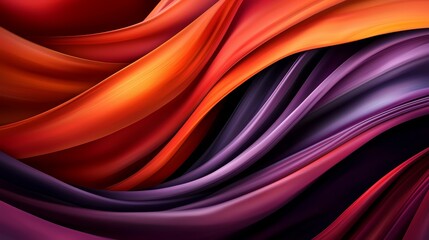 Poster - Colorful, flowing piece of fabric with a purple stripe. The colors are vibrant and the design is abstract