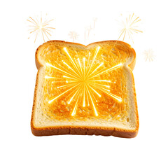 Poster - Pastel Orange Toast Bread with Fireworks Stamped on Surface in 3D on Transparent Background
