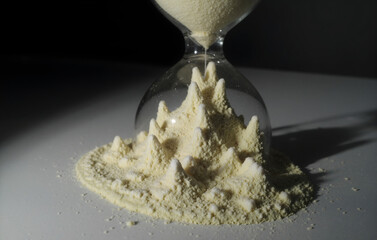 Poster - Hourglass with Spilled Yellow Sand Forming Peaks