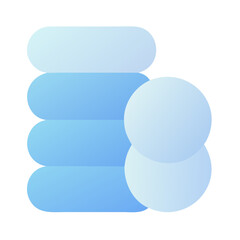 Poster - Vector art of a blue icon featuring a stack of rounded rectangles and two circles, suggesting a list or menu of options, isolated on a white background