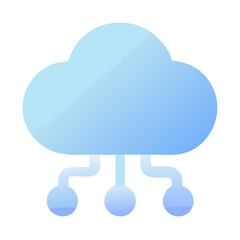 Poster - Vector art of a blue gradient cloud icon with three connecting nodes