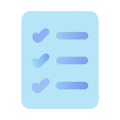 Poster - Vector art of a blue gradient document with three checkmarks and lines