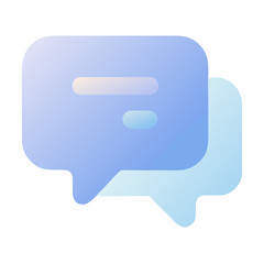 Poster - Vector art of two blue gradient chat bubbles overlapping each other
