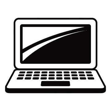 Black and White Laptop Icon Simple Design Minimalist Technology Computer Device vector