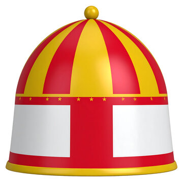 Red and Yellow Striped 3D Dome with Transparent Background Symbolic Banner Object Render