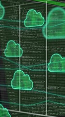 Poster - Animation of clouds, data processing over computer servers