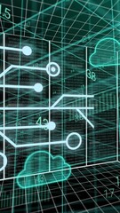 Poster - Animation of clouds, data processing over computer servers