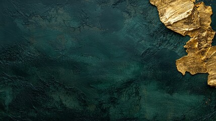Wall Mural - Green background with gold paint on it. The gold paint is on the wall and the wall is green
