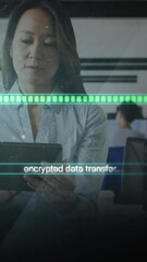 Poster - Animation of data processing over asian businesswoman in office