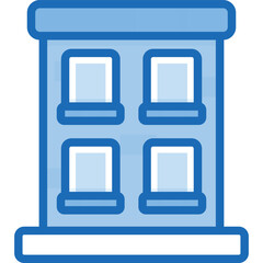 Poster - Minimalist flat icon design of a building suitable for modern architectural or real estate branding and digital interfaces