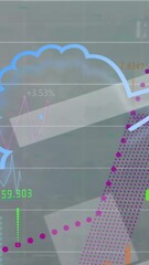 Poster - Animation of ai data processing and icons over statistics