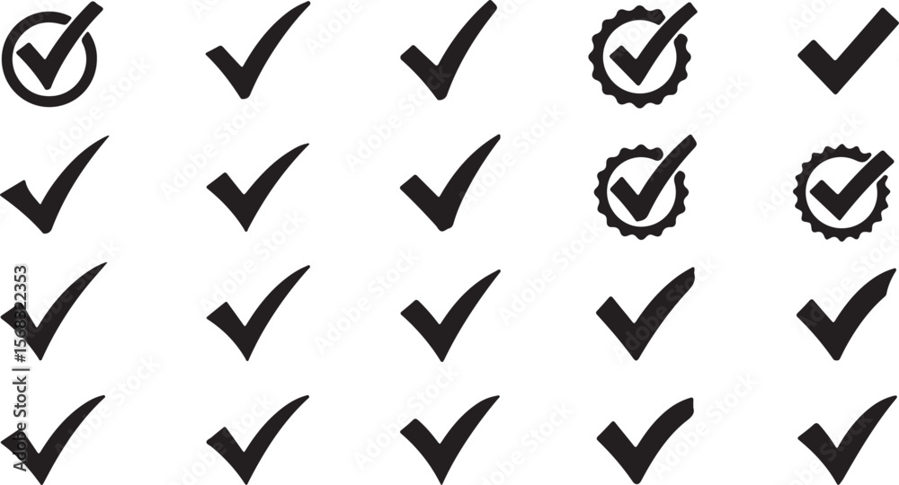 CheckMark vector icon. Set of simple check mark. Green check mark icon ...