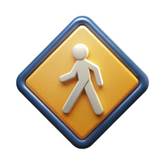 Poster - Stylized pedestrian crossing sign with a walking figure isolated on transparent background