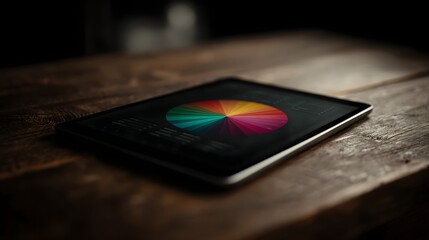 Poster - Tablet displaying a pie chart of monthly spending data