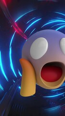Poster - Shocked face emoji moving against glowing tunnel