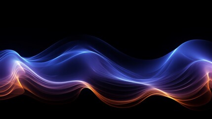 Poster - Long, blue and orange wave with a black background. The colors are vibrant and the wave appears to be moving