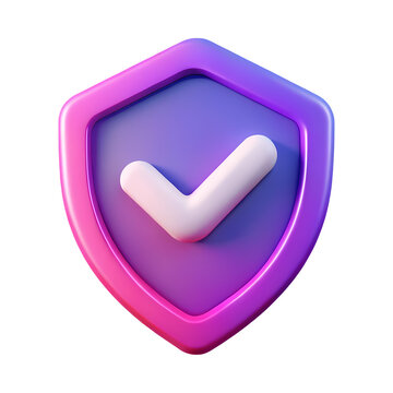 A Secure 3D Render of a Shield with a Check Mark on a Transparent Background for Any Digital Platform