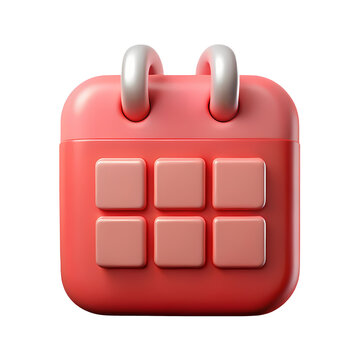 3D Rendered Salmon Calendar Icon with Matching Details on Transparent Background for Schedule and Planning