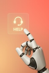 Poster - A futuristic robot hand pointing towards a 