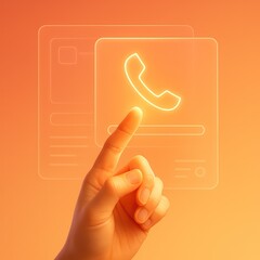 Poster - A hand gracefully interacts with an illuminated phone icon. Highlighting the seamless integration of human interaction with digital technology.